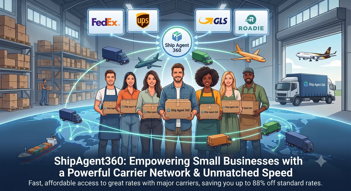ShipAgent360 connects businesses to FedEx, UPS, GLS and Roadie shipping from one platform